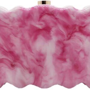 Women Acrylic Evening Clutch Purse Glitter Wavy Marble Handbag Chain Shoulder Ba